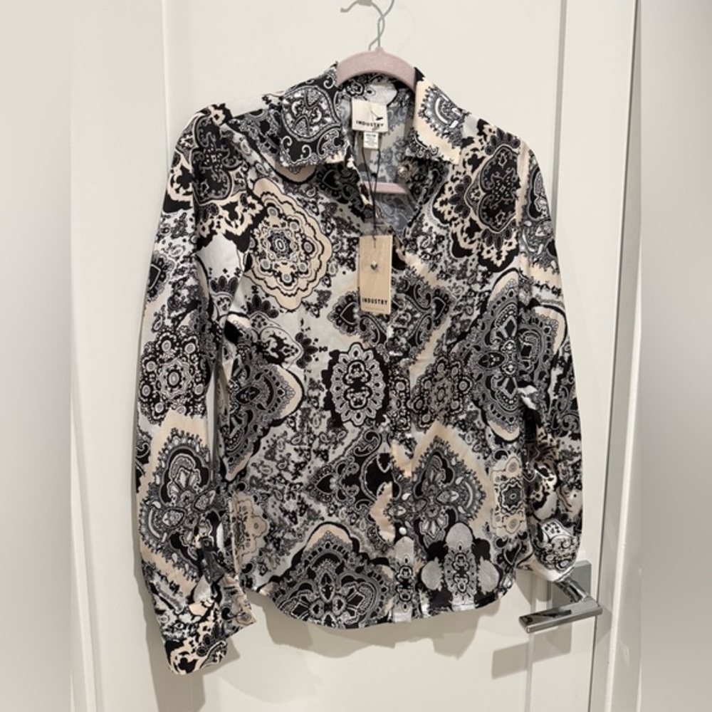 Industry Republic Women's Black and White Button Down Shirt XS